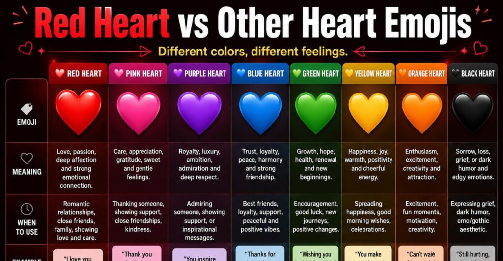 Red Heart vs Other Heart Emojis