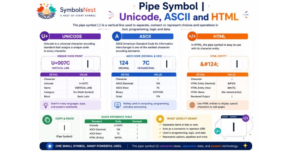 🔣 Pipe Symbol Unicode, ASCII and HTML