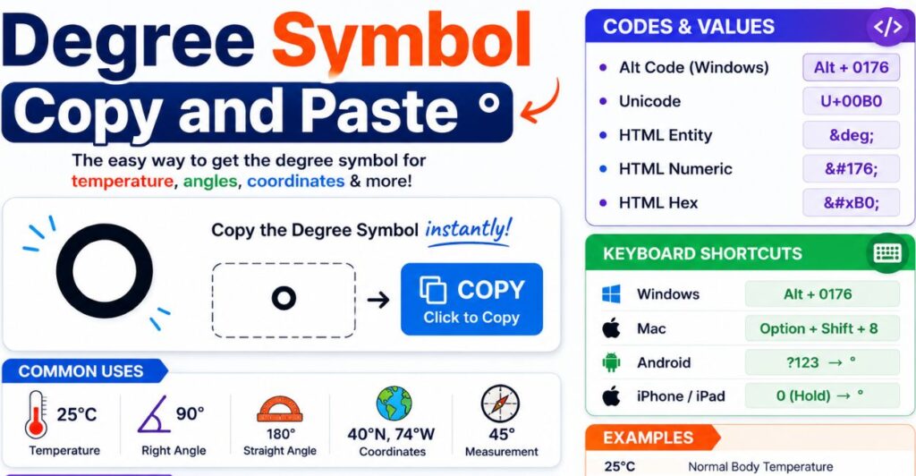 Degree Symbol Copy and Paste Aesthetic