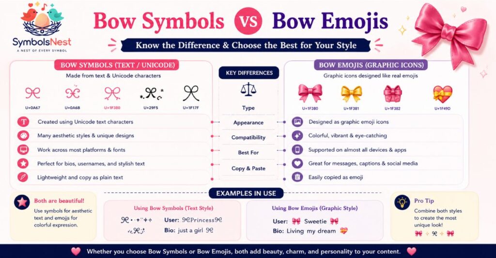 Bow Symbols vs Bow Emojis