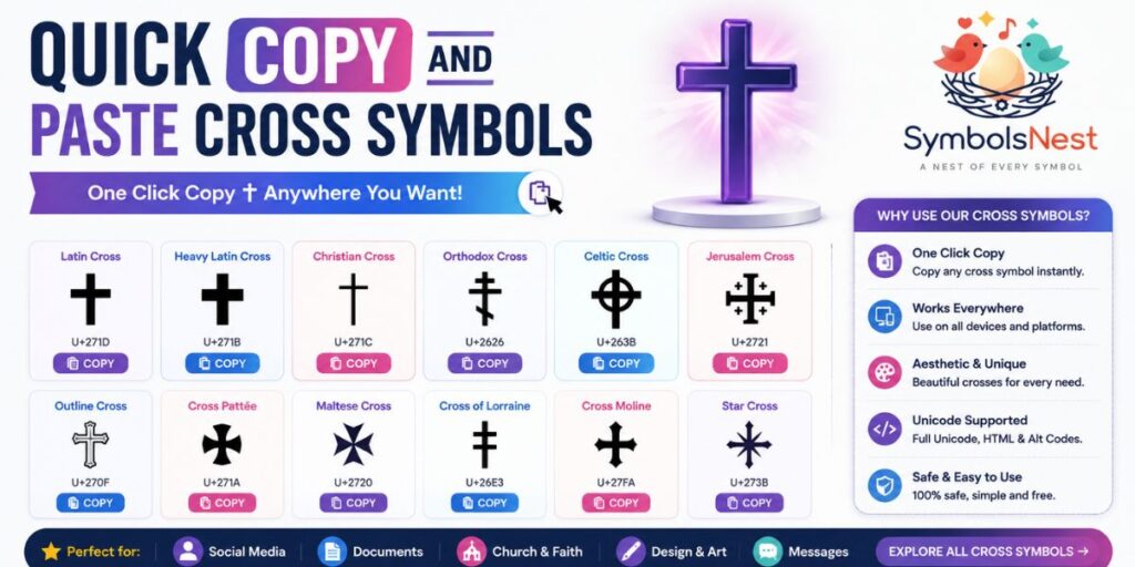 Quick Copy and Paste Cross Symbols