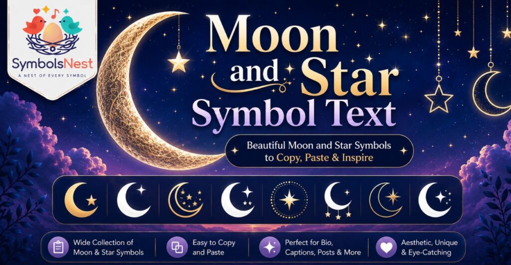 Moon and Star Symbol Text