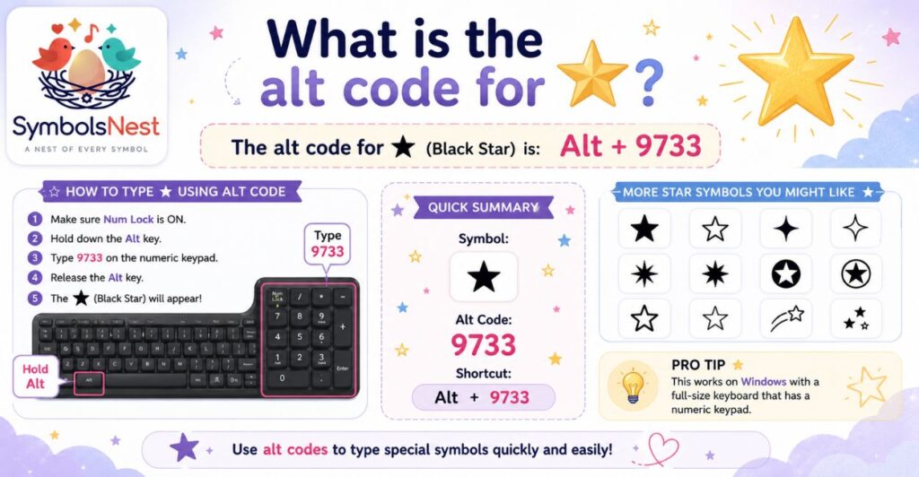 What is the alt code for ★?