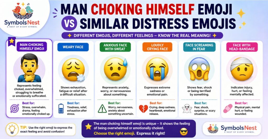 Man Choking Himself Emoji vs Similar Distress Emojis