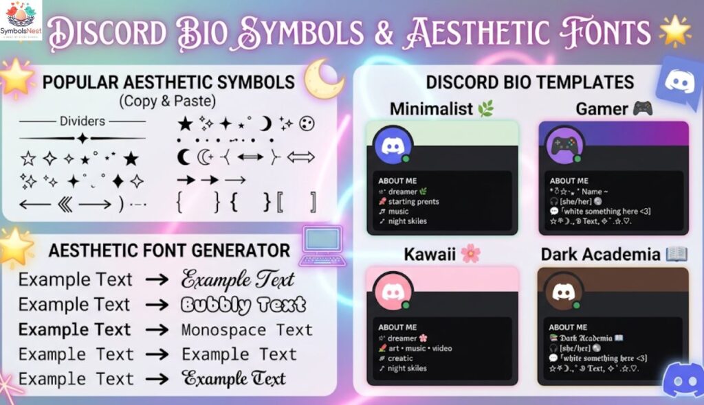 Discord Bio Symbols and Aesthetic Fonts 🌟