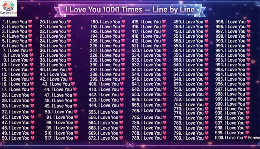 🔢 I Love You 1000 Times With Numbers — Line by Line