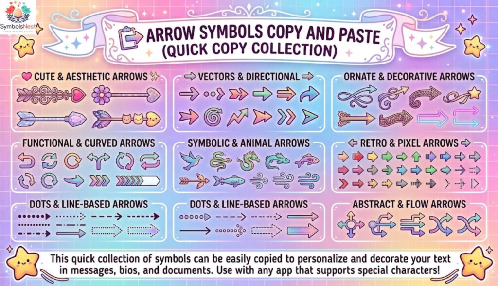 ➡️ Arrow Symbols Copy and Paste (↑ ↓ → ←)